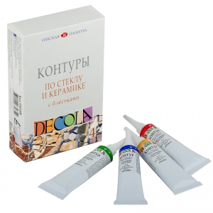 Набор контуров DECOLA стекло, керамика блест. 4цв.,18мл ЗХК (350908)