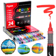Набір акрилових маркерів FlySea Soft Brush 1-3 мм 24 кольори (FS49024), Flysea Набір акрилових маркерів FlySea Soft Brush 1-3 мм 24 кольори (FS49024)