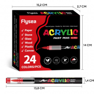 Набір акрилових маркерів FlySea Soft Brush 1-3 мм 24 кольори (FS49024), Flysea Набір акрилових маркерів FlySea Soft Brush 1-3 мм 24 кольори (FS49024)