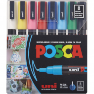 Набір акрилових маркерів Uni Posca PC-3M 0,9-1,3 мм 8 кольорів (PC3M8С)