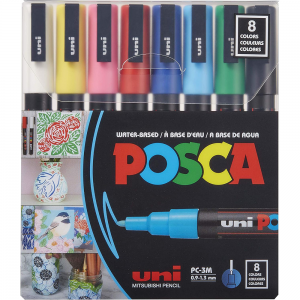 Набір акрилових маркерів Uni Posca PC-3M 0,9-1,3 мм 8 кольорів (PC3M8С)