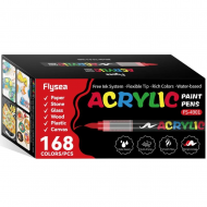 Набір акрилових маркерів FlySea Soft Brush 1-3 мм 168 кольори (FS49168), Flysea Набір акрилових маркерів FlySea Soft Brush 1-3 мм 168 кольори (FS49168)