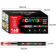 Набір акрилових маркерів FlySea Soft Brush 1-3 мм 168 кольори (FS49168), Flysea Набір акрилових маркерів FlySea Soft Brush 1-3 мм 168 кольори (FS49168)