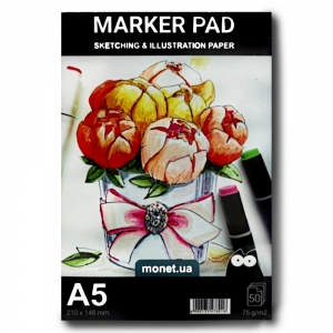 Альбом для маркерів Monet А5 75 г/м2 50 аркушів Flowers (A57550FL)