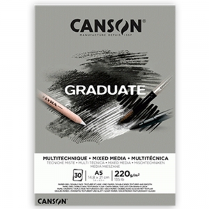 Блок паперу для мікс технік Canson Graduate Mix Media Grey А5 14,8х21см 220г 30 арк (C400110370)