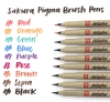 Кисть лайнер, кисточки, Sakura PIGMA Brush, кисти линеры цветные, 9 цветов