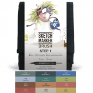 Набір маркерів двосторонніх SKETCHMARKER BRUSH Базові кольори Base Step 1 12 кольорів (SMB-12STEP1)
